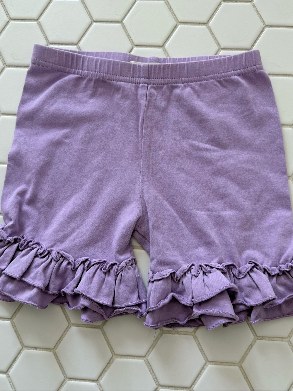 Lilac Ruffle Hem Girls Shorts